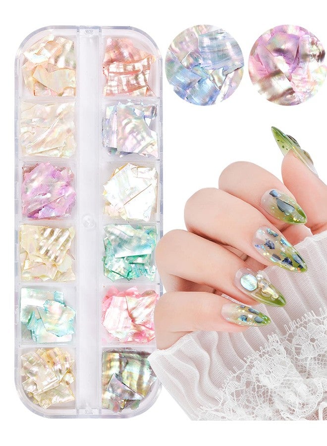 Wsimily 24 Grids Seashell Nail Art Nail Flakes, Wsimily Irregular Abalone Seashell Slices for Nails Colorful Abalone Flakes Manicure Mermaid Slices UV Gel Flake Nail Decorations for Nail Art - Image 3
